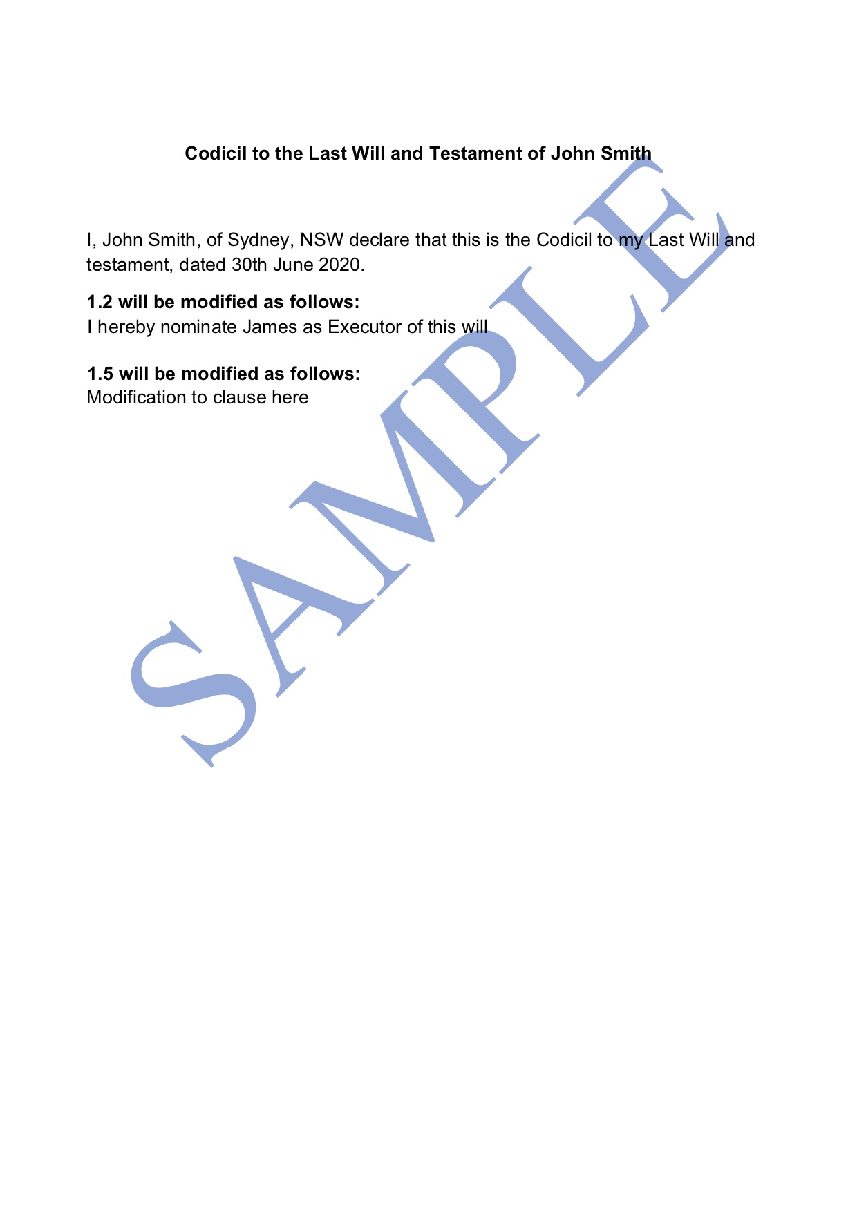 Codicil to a Will